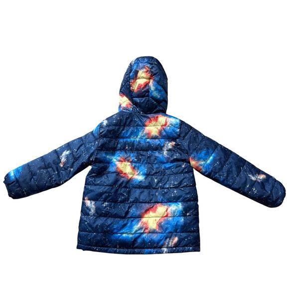 GAP REVERSABLE Boys Blue Puffer Primaloft Coat, size Kids 5; Outer Space, Galaxy - Picture 4 of 12